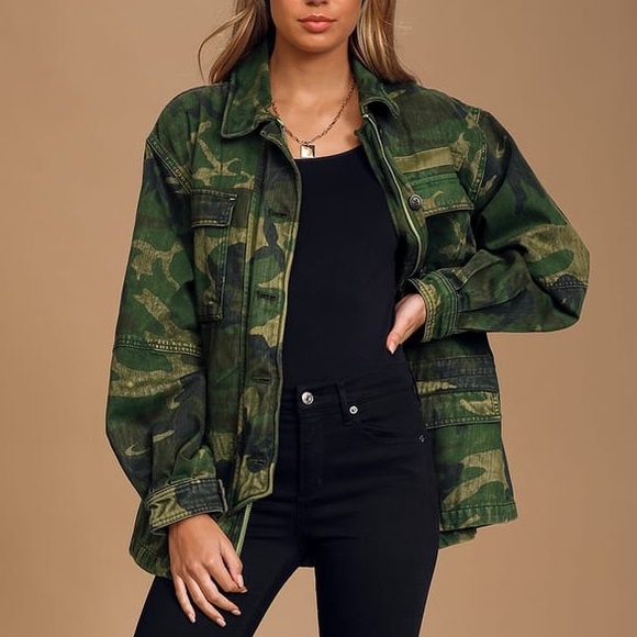 Coats | Free People Camo Jacket | Poshmark